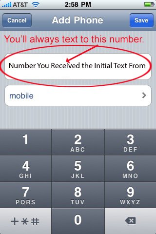 Enter the number you got the text from in your contacts